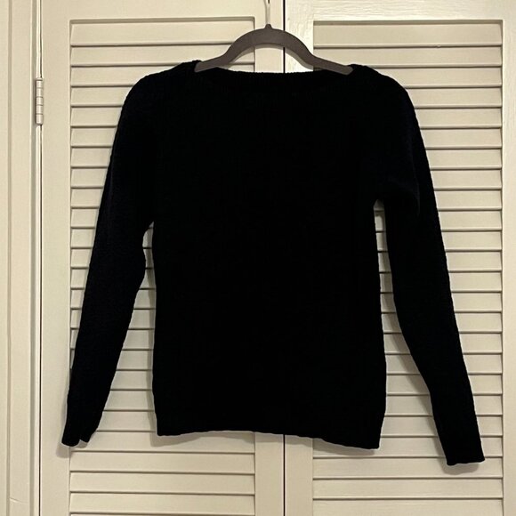J. Peterman sweater women crewneck boatneck ribbed textured navy blue XS - Picture 2 of 9